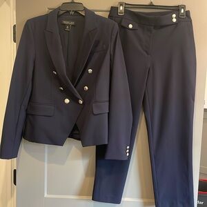 Rachel Zoe Navy double breasted Blazer Sz 8 with Navy pants. Sz 6